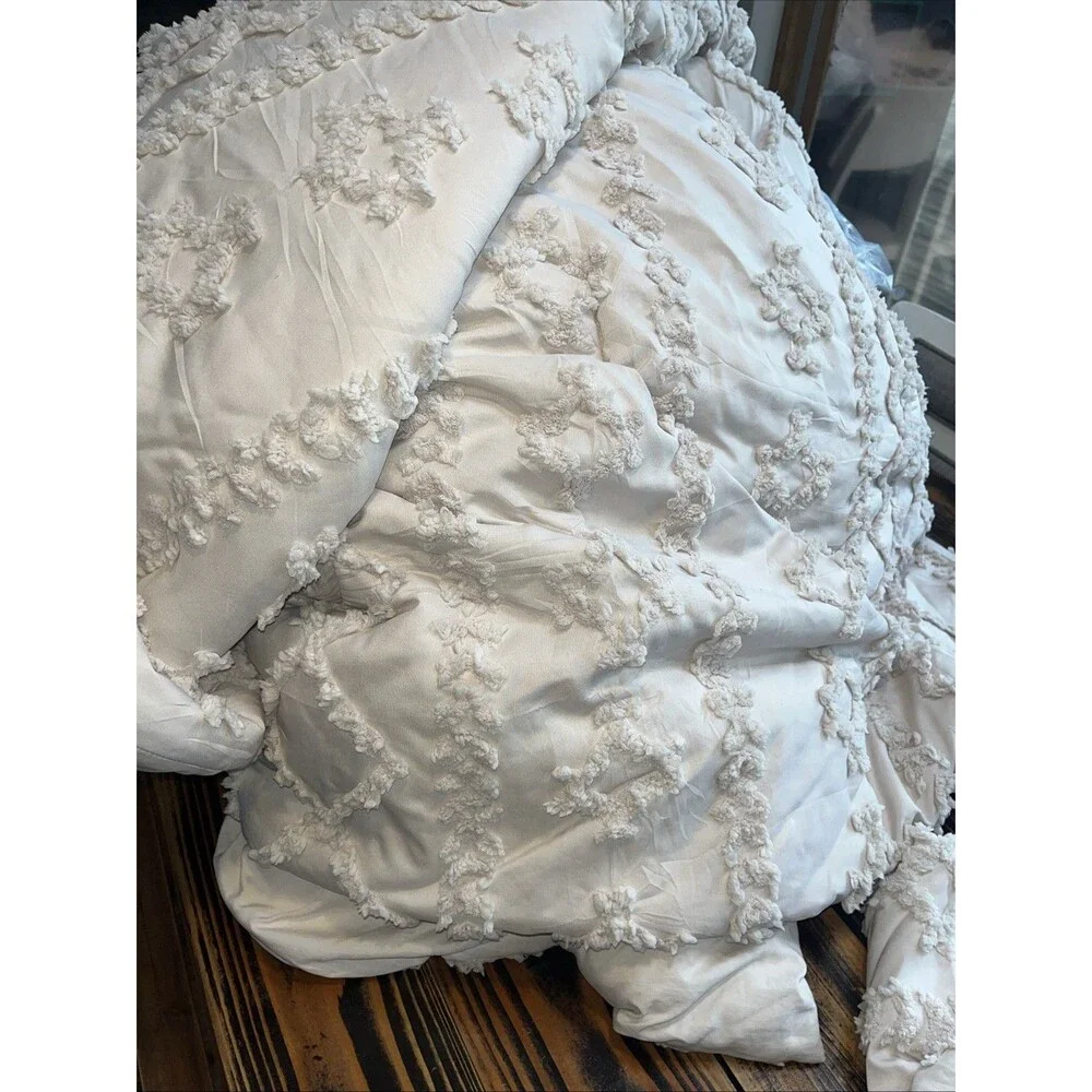 Bedsure Tufted Boho Comforter Set king Size - Beige Boho Bed Set, With Shams
